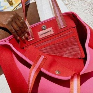 SUMMERSALT Tote Handbag Purse Beach Bag Neoprene Pink Red